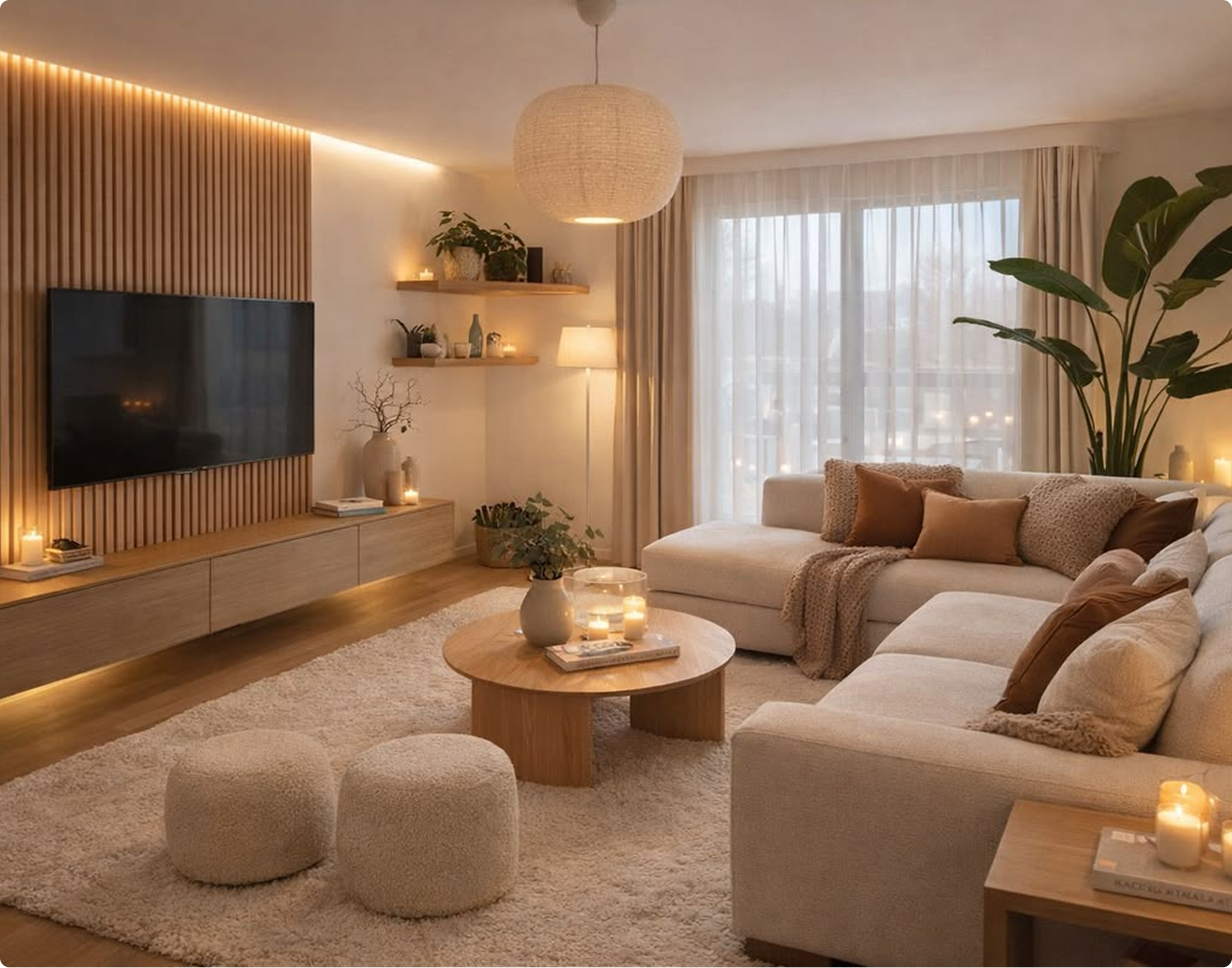 A cozy, warmly lit Spacedorf living space